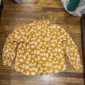 Mustard Floral Print Blouse